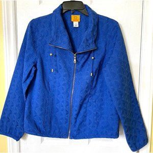 Ruby Rd jacket size 12 royal blue zip front great shape